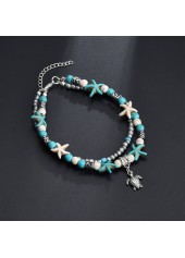 Asymmetrical Design Silver Jade Detail Anklet | thumb picture 