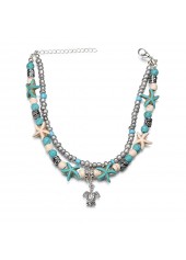 Asymmetrical Design Silver Jade Detail Anklet | thumb picture 