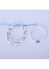 White Asymmetrical Shell Design Anklet Set | thumb picture 