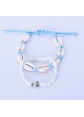 White Asymmetrical Shell Design Anklet Set | thumb picture 