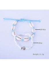 White Asymmetrical Shell Design Anklet Set | thumb picture 