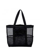 Black Color Mesh Detail Open Hand Bag | thumb picture 