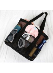 Black Color Mesh Detail Open Hand Bag | thumb picture 