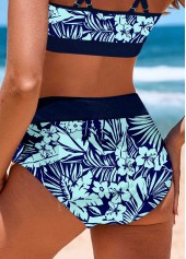 Mid Waisted Floral Print Cyan Bikini Bottom | thumb picture 