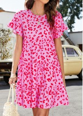 Pink Lightweigh Leopard A Line Dress