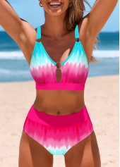 Metal Ring Ombre Multi Color Bikini Top-No Bottom | thumb picture 