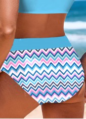 Mid Waisted Chevron Print Blue Bikini Bottom | thumb picture 