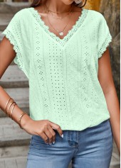Mint Green Lace Short Sleeve T Shirt | thumb picture 