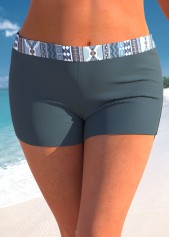 Plus Size Mid Waisted Tribal Print Swim Shorts