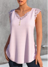 Light Pink Lace V Neck Tank Top | thumb picture 