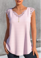 Light Pink Lace V Neck Tank Top