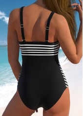 Mesh Striped Black One Piece Swimwear | thumb picture 