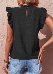 Black Patchwork Short Sleeve High Neck T Shirt