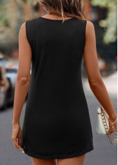 Black Button Round Neck Tank Top | thumb picture 