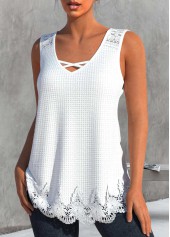 White Lace V Neck Tank Top | thumb picture 