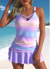 Criss Cross Ombre Light Purple Tankini Top-No Bottom | picture 1