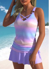 Criss Cross Ombre Light Purple Tankini Top-No Bottom | picture 3