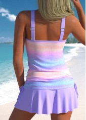 Criss Cross Ombre Light Purple Tankini Top-No Bottom | picture 2