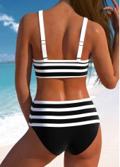 Bowknot Striped Black Wide Strap Bikini Top | thumb picture 