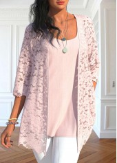 Light Pink 3/4 Sleeve Cardigan and Tank Top | thumb picture 