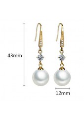Gold Metal Detail Peal Rhinestone Earrings | thumb picture 