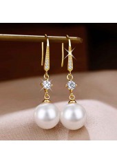 Gold Metal Detail Peal Rhinestone Earrings