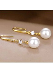 Gold Metal Detail Peal Rhinestone Earrings | thumb picture 