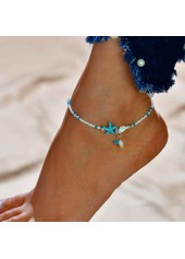 Sky Blue Alloy Design Star Anklet