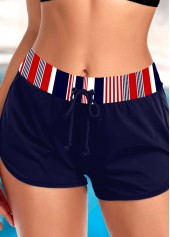 Mid Waisted Striped Navy Swim Shorts