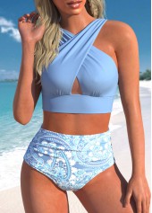 Stretch Criss Cross Dusty Blue Bikini Top-No Bottom