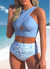 Stretch Criss Cross Dusty Blue Bikini Top-No Bottom | thumb picture 