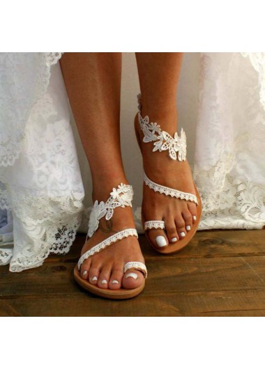 women clothes image of White Open Toe Falt Flip Flops Slippers