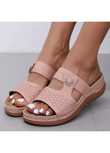Modlily Flip Flops Dusty Pink Open Toe Low Heel Sliders - 39