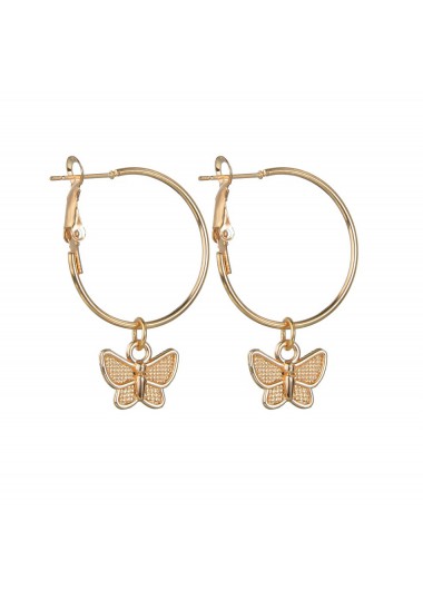 women clothes image of Metal Detail Animal Prints Gold Butterfly Earrings