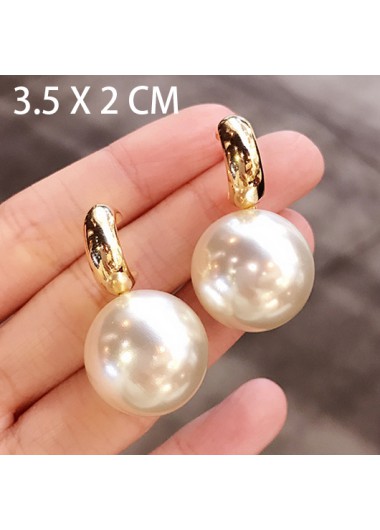 Gold Pearl Design Geometric Detail Earrings