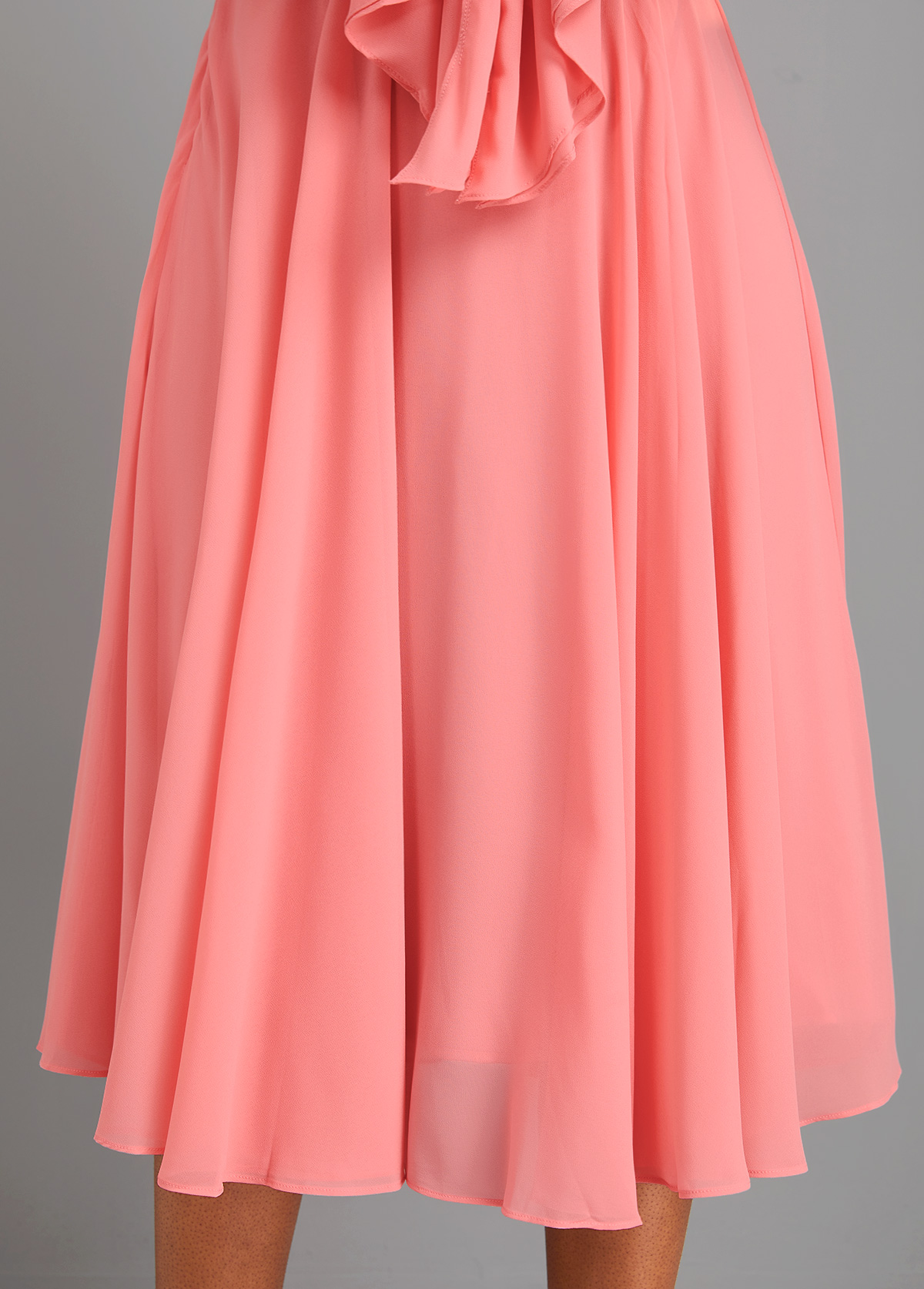 Dusty Pink Bowknot Sleeveless V Neck Dress