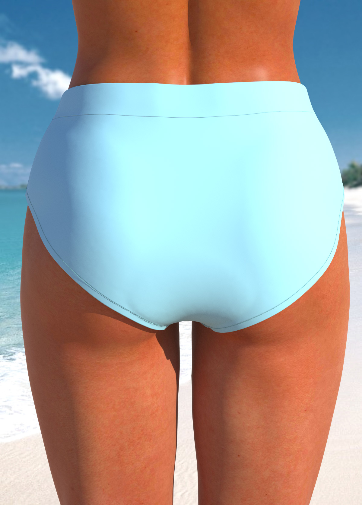 Mid Waisted Light Blue Bikini Bottom