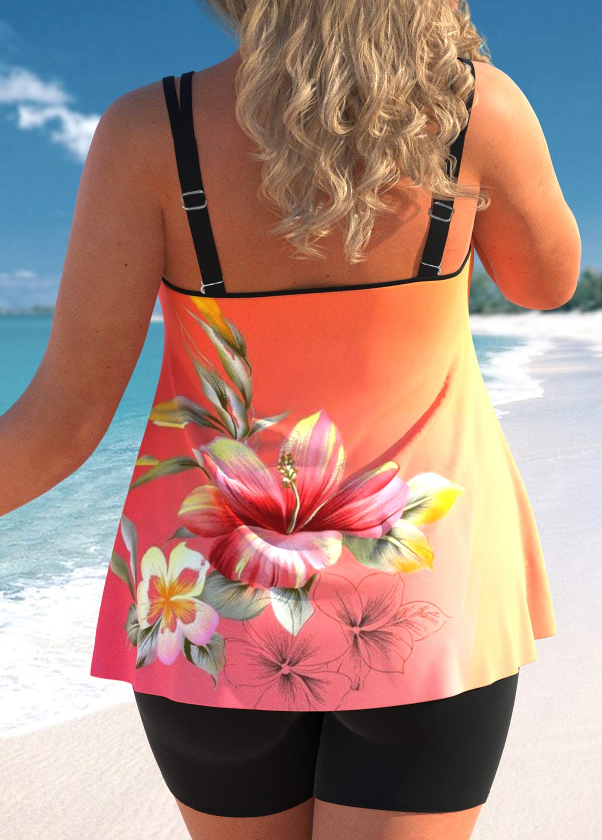 Floral Print Multi Color Tankini Set