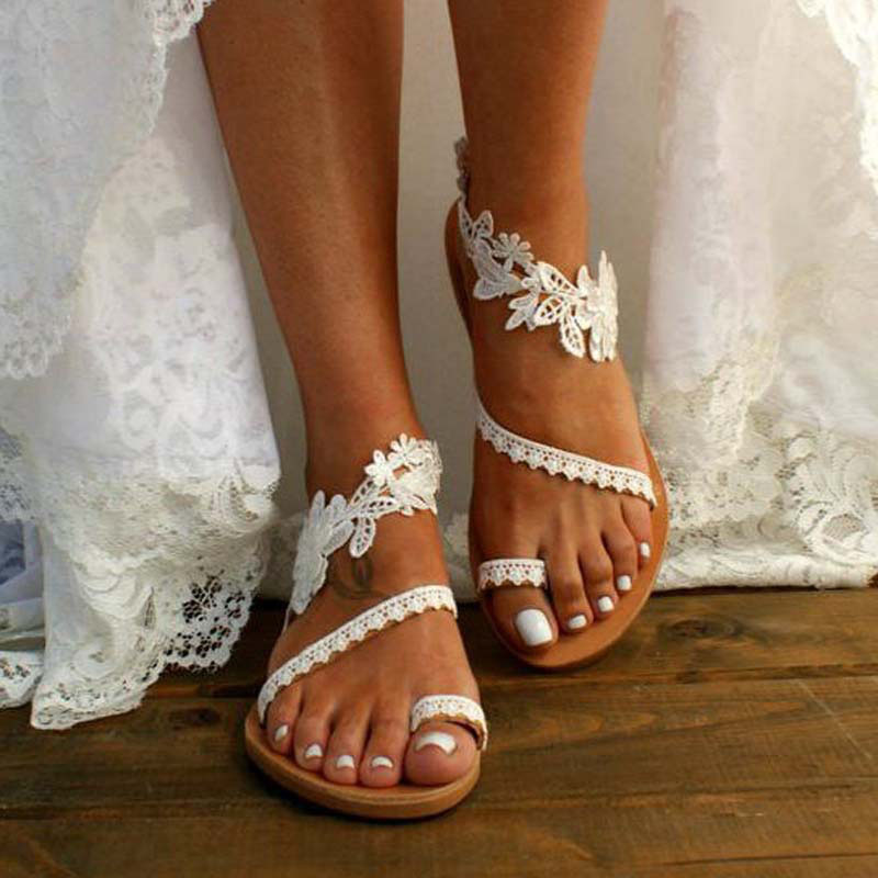 White Open Toe Falt Flip Flops Slippers | picture 