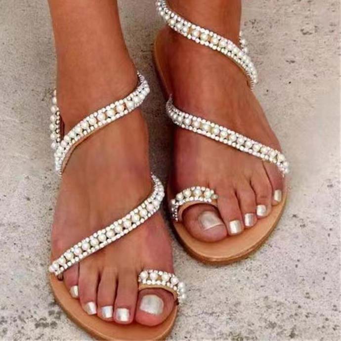 Light Coffee Open Toe Falt Flip Flops Slippers | picture 