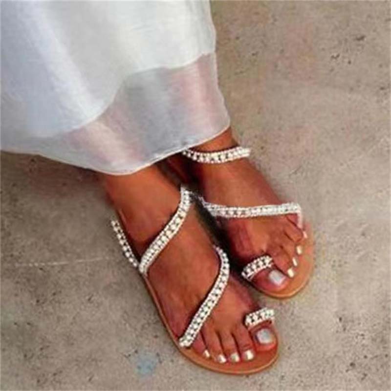 Light Coffee Open Toe Falt Flip Flops Slippers | picture 
