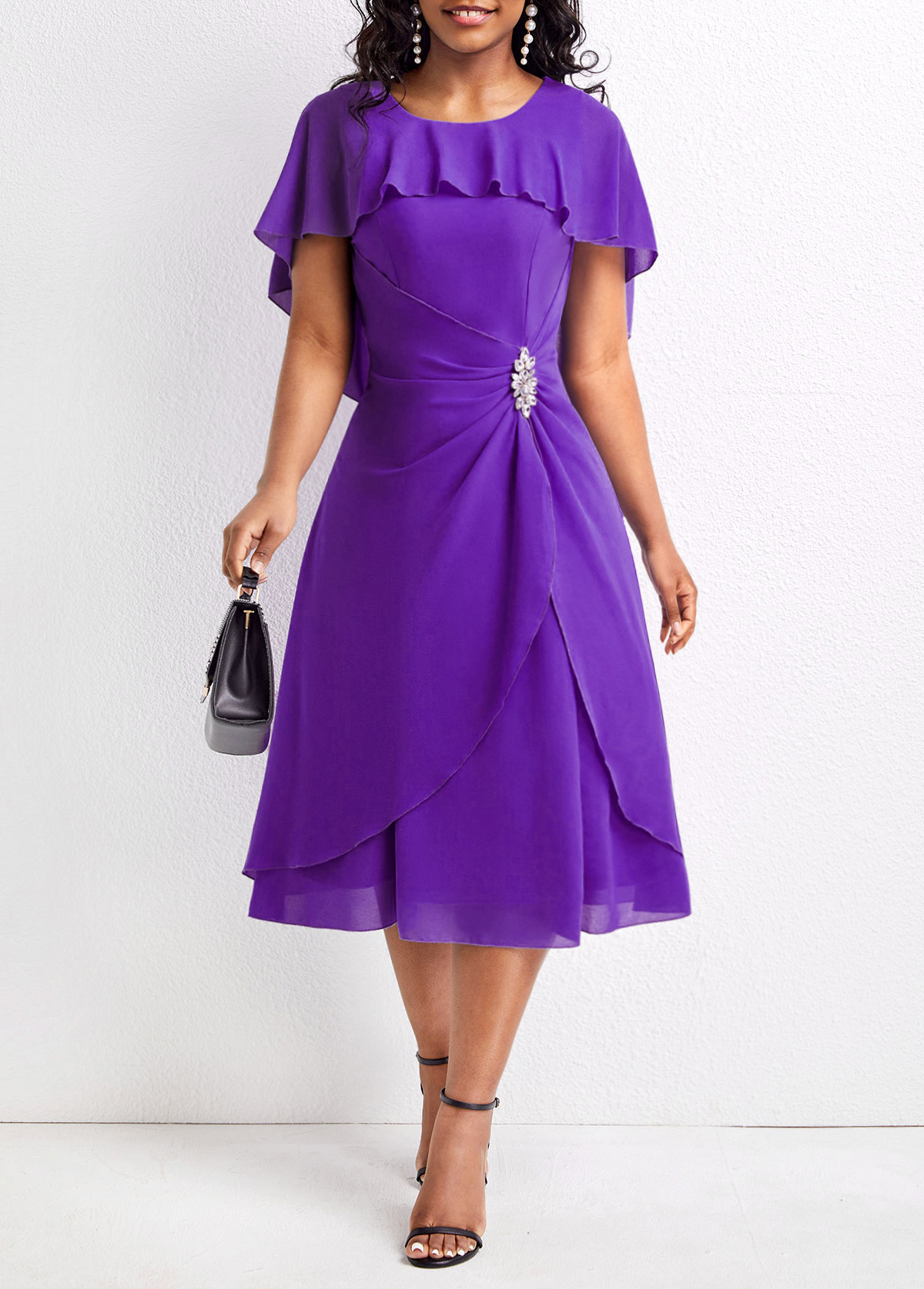 Purple Lightweigh A Line Short Sleeve Dress