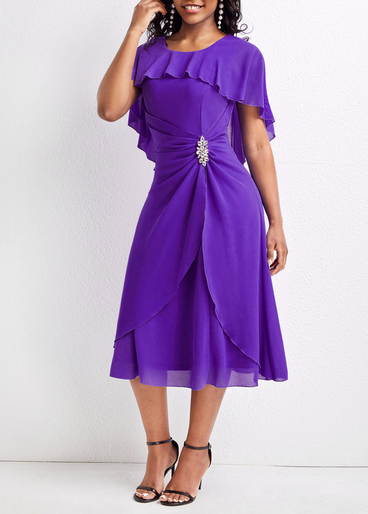 Purple Lightweigh A Line Short Sleeve Dress
