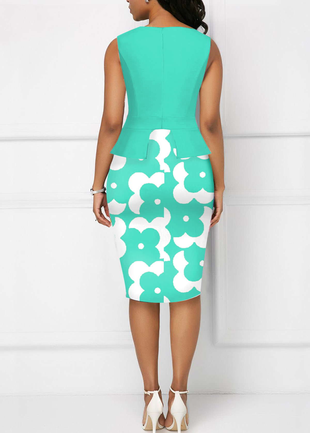 Mint Green Fake 2in1 Floral Print Bodycon Dress