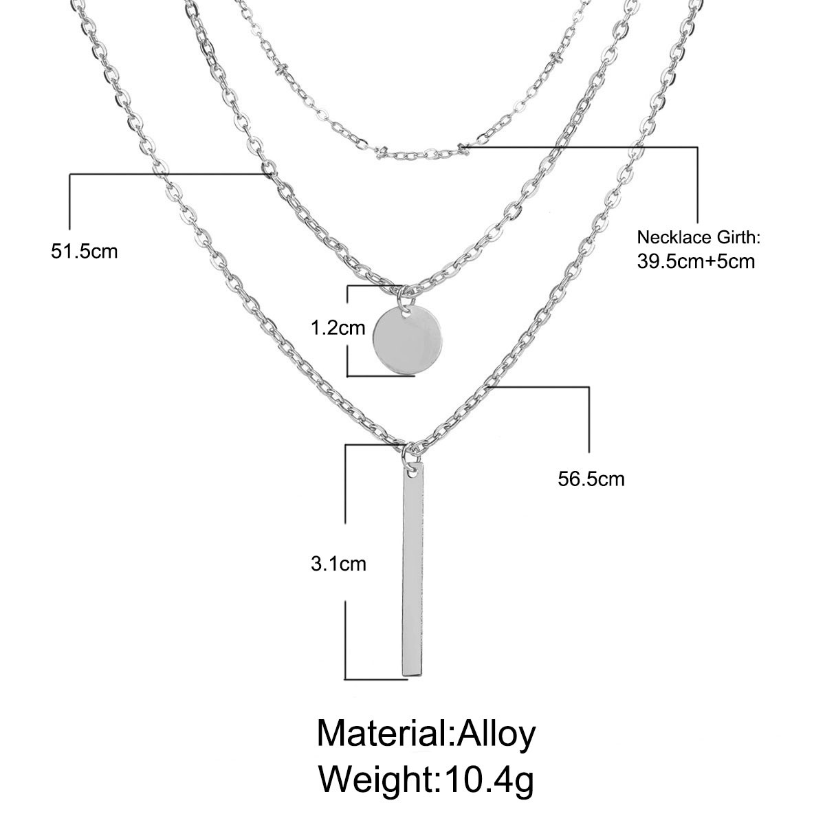 Geometric Pattern Alloy Detail Silver Round Necklace | picture 