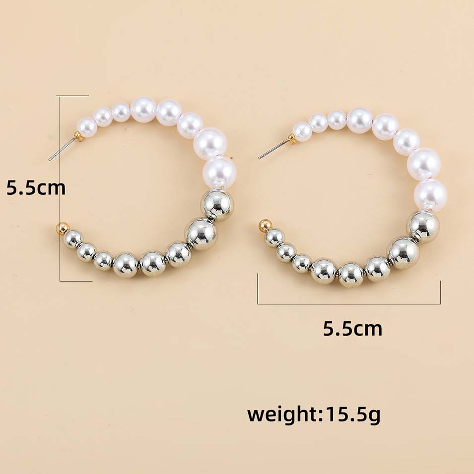 Silvery White Pearl Design Circular Earrings