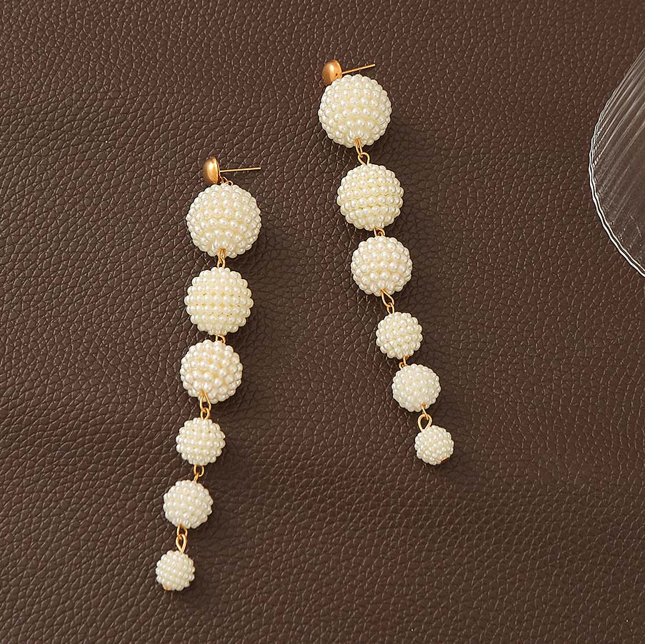 Raw White Pearl Deisgn Ball Shape Earrings