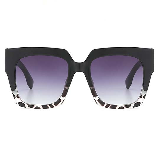 Grey Square Leopard Ombre Retro Sunglasses