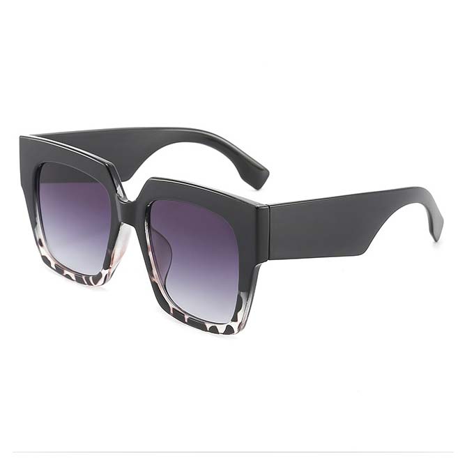 Grey Square Leopard Ombre Retro Sunglasses