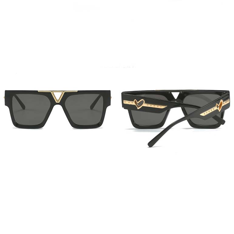 Black Geometric Heart Design Hollow Sunglasses